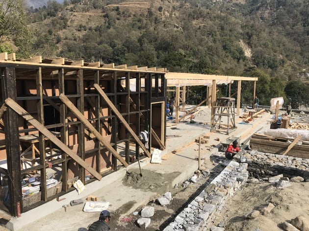 The new school in Yangri, Nepal under construction