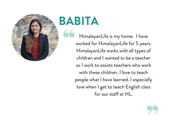 Himalayan Life staff member Babita quote about working as an Education Advisor for Himalayan Life